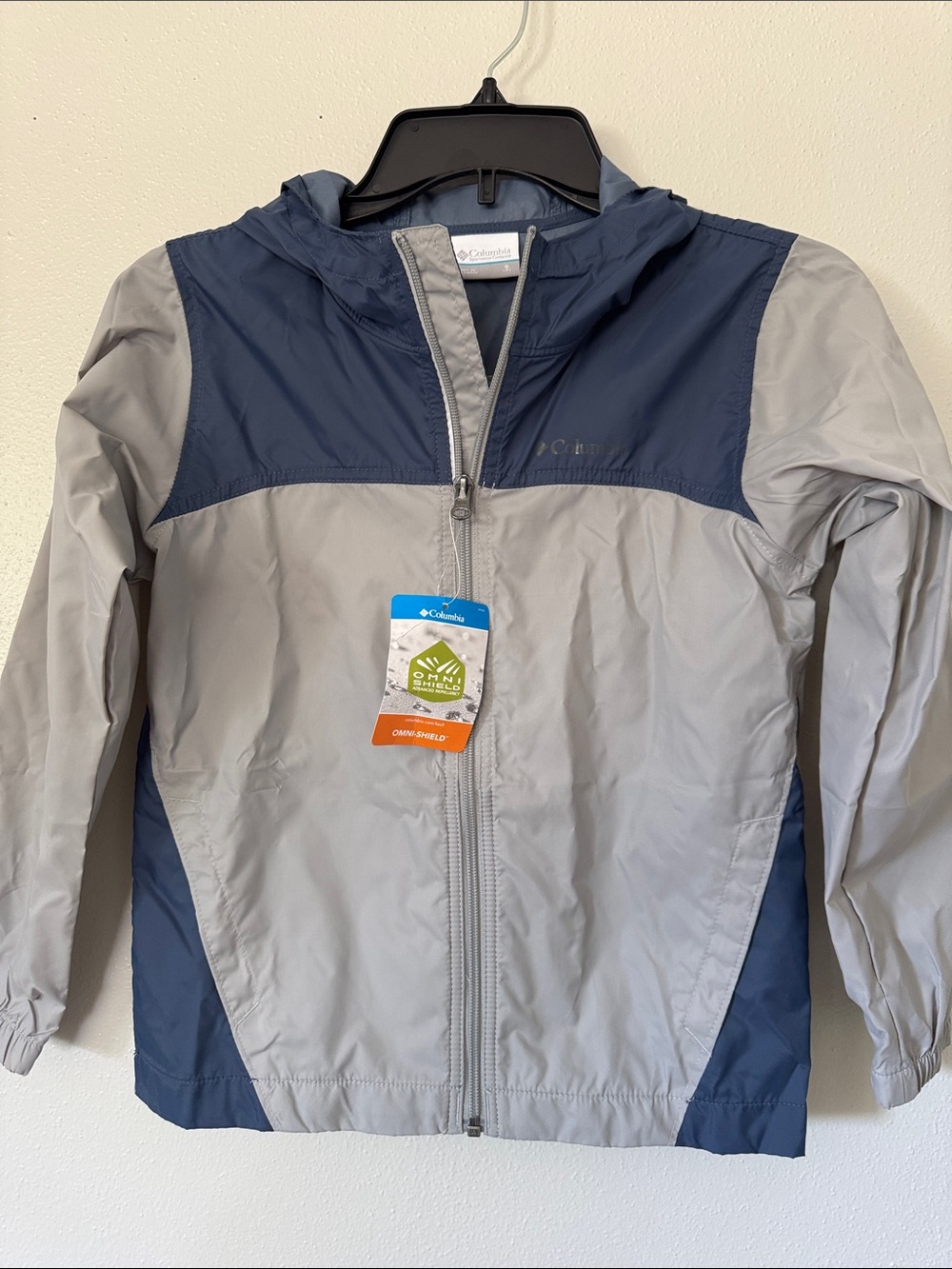 Columbia Kids Gray & Navy Hooded Rain Jacket